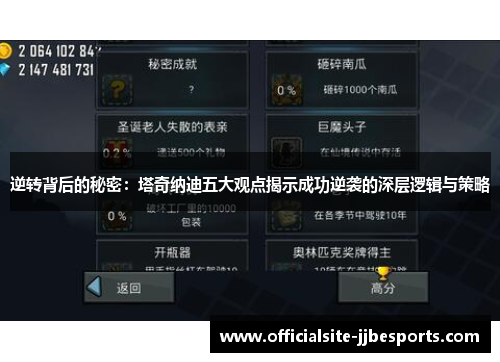 逆转背后的秘密：塔奇纳迪五大观点揭示成功逆袭的深层逻辑与策略